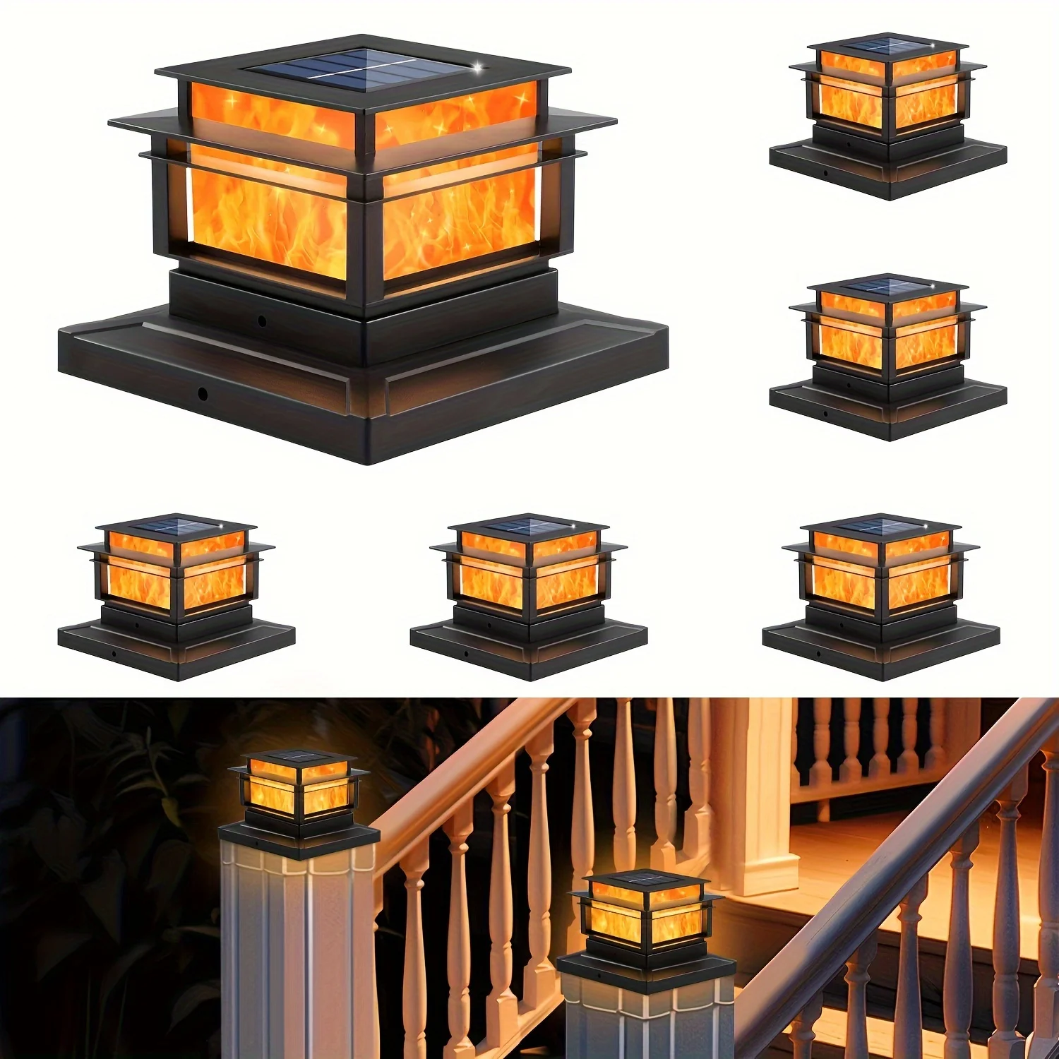 

6 Packs Solar Column Cover Light, Outdoor Bright LED Solar Fence Deck Light for Solar Light Garden Porch Patio Stair Decoration