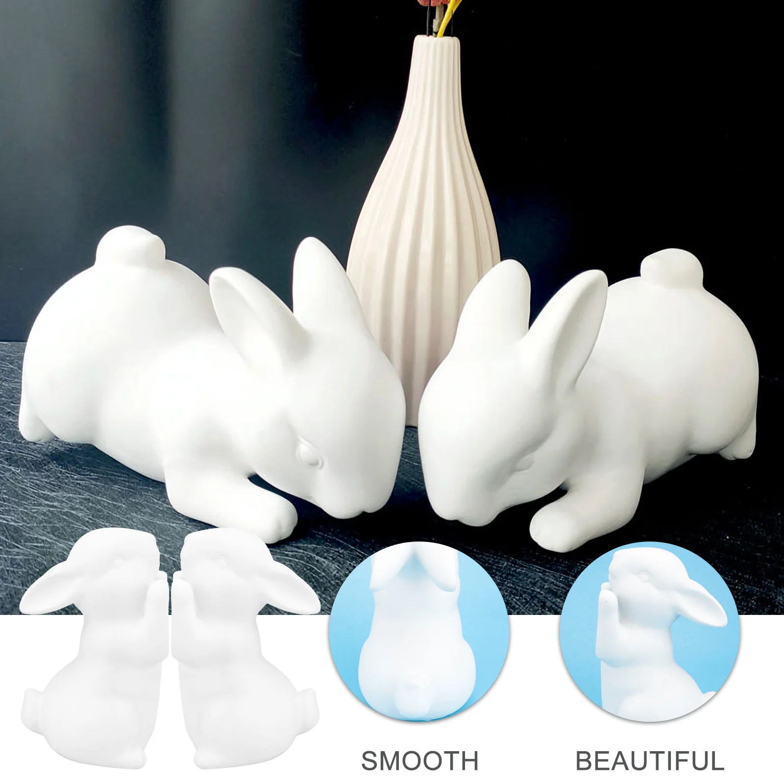2 Pcs Book Decor Desk White Rabbit Ends Cute for Shelves Quirky Desktop Bookshelf