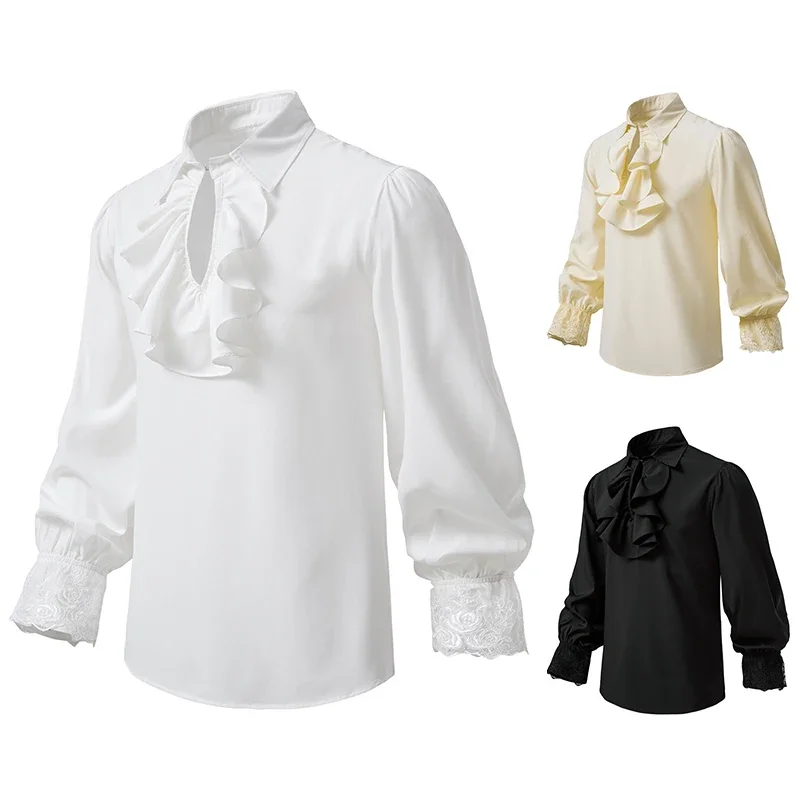 

Medieval Vintage Autumn Casual Shirts Party Shirts Solid Long Sleeve Gothic Blouse Tops Halloween Cosplay Costume