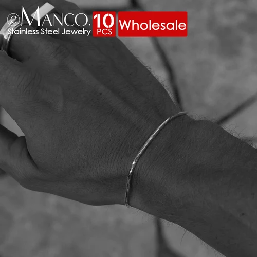 EManco Semplice Serpente Catena d' osso 팔찌, 10 개 