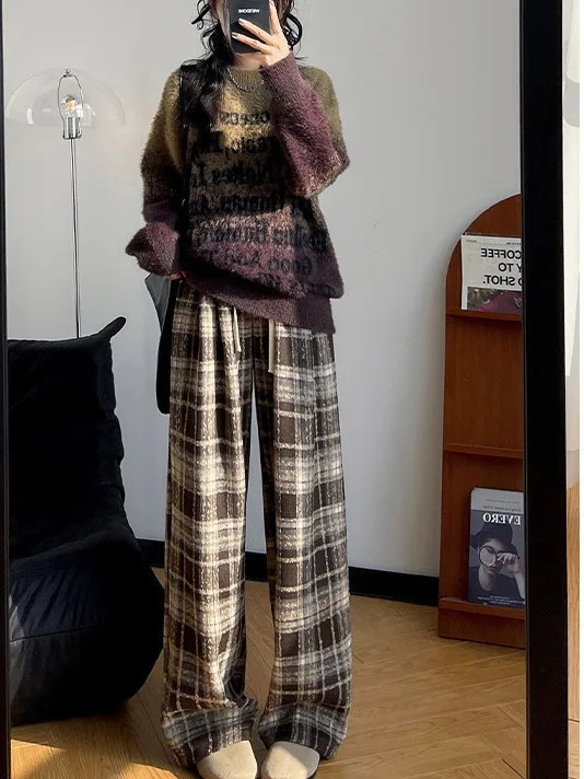 Hose mit weitem Bein, Patchwork, Damen-Herbst-Mennium-Trend, Baggy-Fit, soziale, feuchtigkeitsableitende Cord-Schärpen, Softshell-Kordelzug