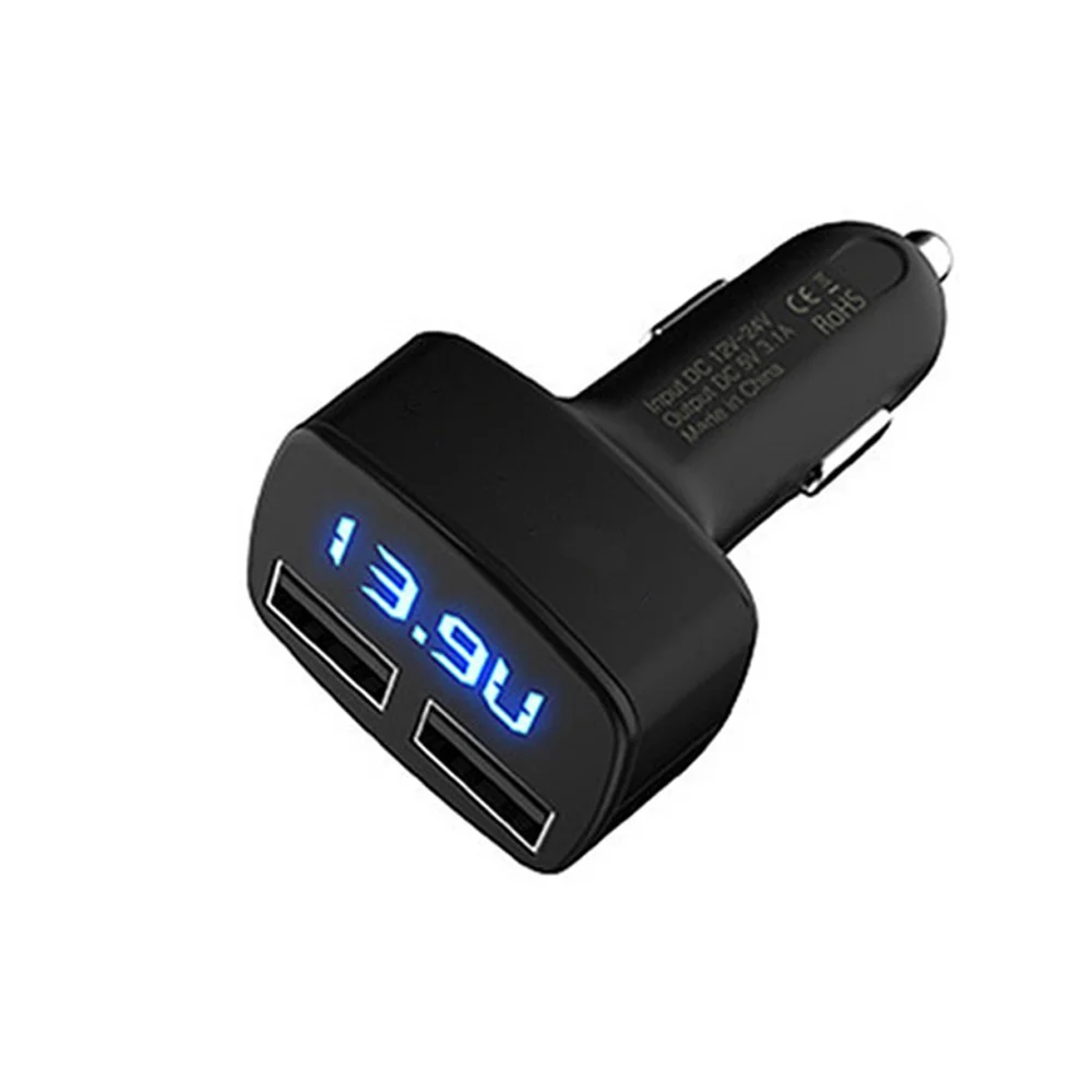 Newest Car Charger Dual DC5V 3.1A USB With Voltage/Temperature/Current Meter Tester Adapter Digital Display