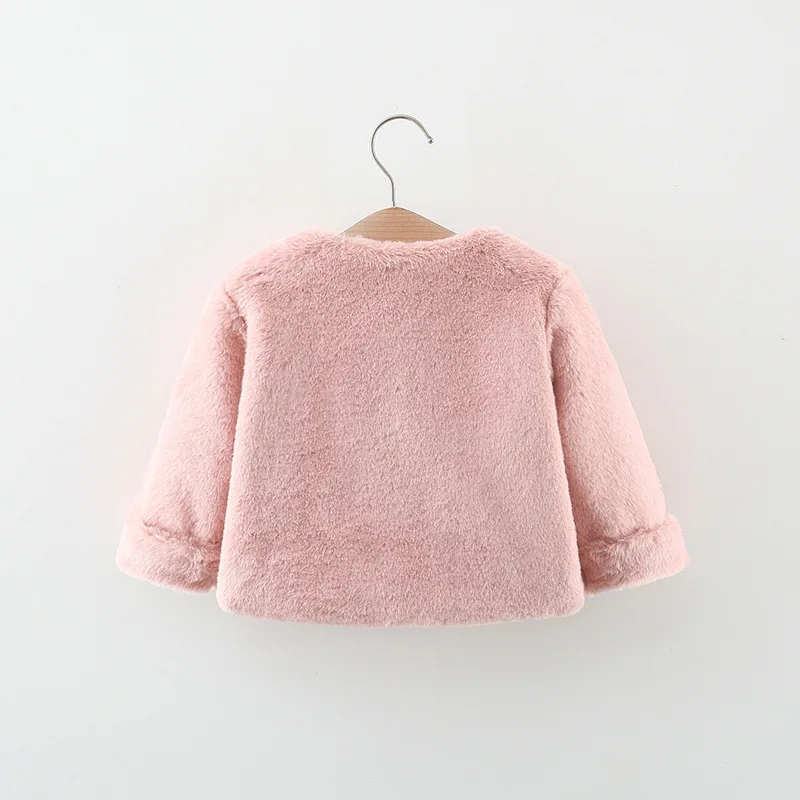 Autumn winter newborn baby girls pearl bow fake fur velvet outerwear coats for infant girls clothing 1st birthday jackets coats