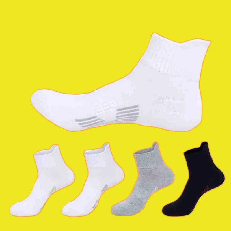 5 Pairs 2024 High Quaity Men\'s Sports Socks 2024 Fashion Men Running White 100% Cotton Male Mid Tube Socks Sweat Absorbing Socks