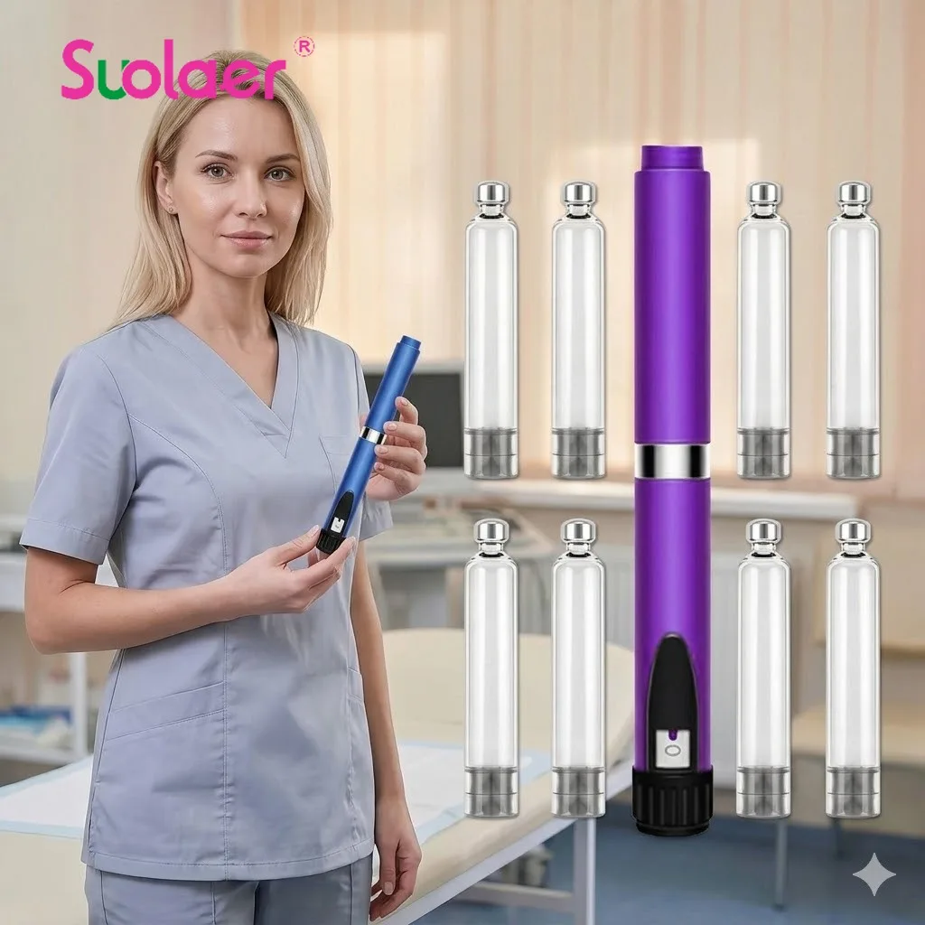 Reusable Insulin Injection Pen with 10PCS 3ml Cartridges, 60 Unit Adjustable Peptide Pen Injector, Dose Control Injection Pens