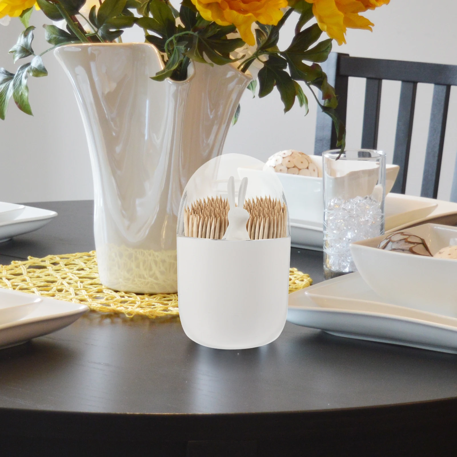 

2Pcs Toothpick Storage Box Fine Workmanship Compact Size Easy Clean Reusable Desktop Container Lidded Toothpick Case