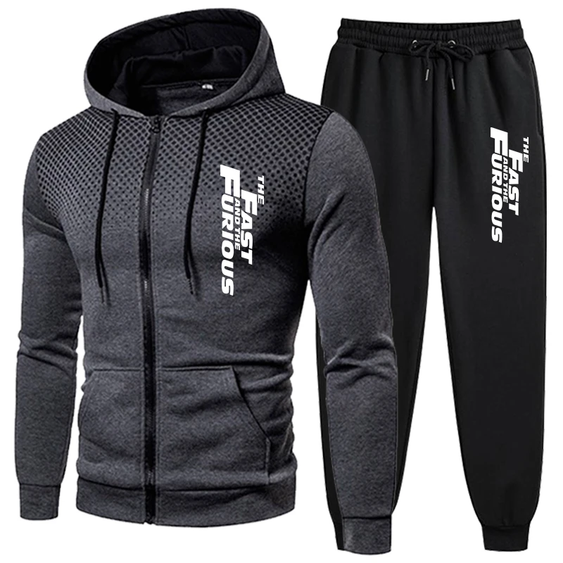 Men\'s Tracksuit Jogging Zip Up Hoodies Daily Quality Sweatshirts Men Long Sleeve Sports Coat Casual Sweatpants Fashion Hot Sales