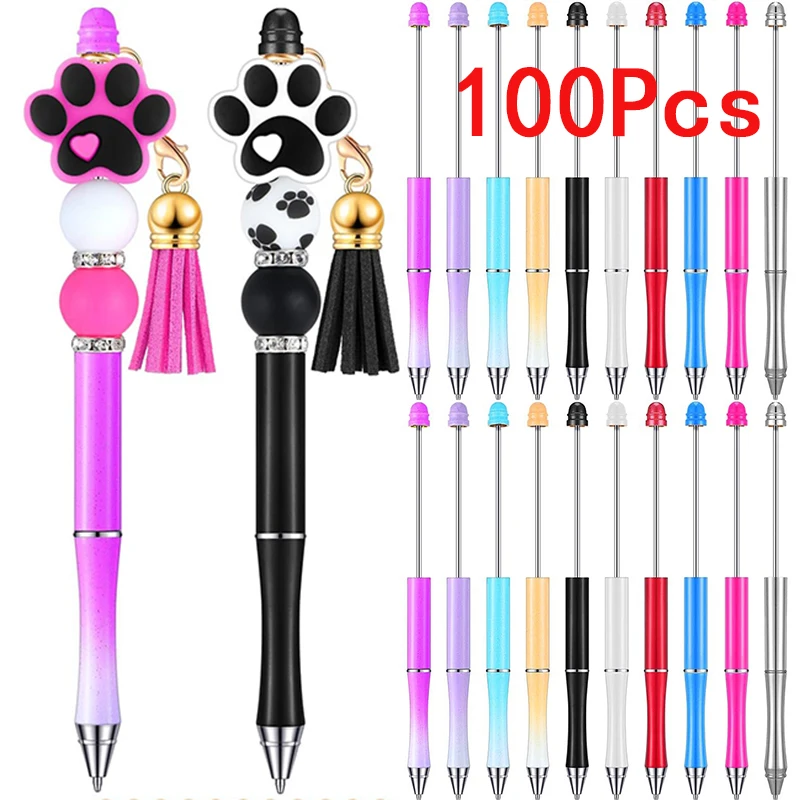 100Pcs Metal Bead Pens Ballpoint Pens Black Ink Pens for Kids Gift Women Students Presents Office Classroom School Supplies DIY