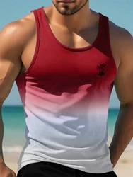 2024 Nieuwe Zomer Casual Heren Mouwloos T-Shirt In Hawaiiaanse Stijl Herenmode Met Ronde Hals Tanktop Buiten Strand Heren Tanktop
