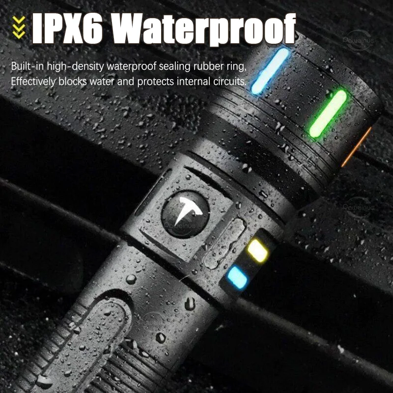 New High Power Led Flashlight Portable Zoom Torch Light USB Rechargeable Flashlights Tactical Lantern Strong Light Fishing Lamp