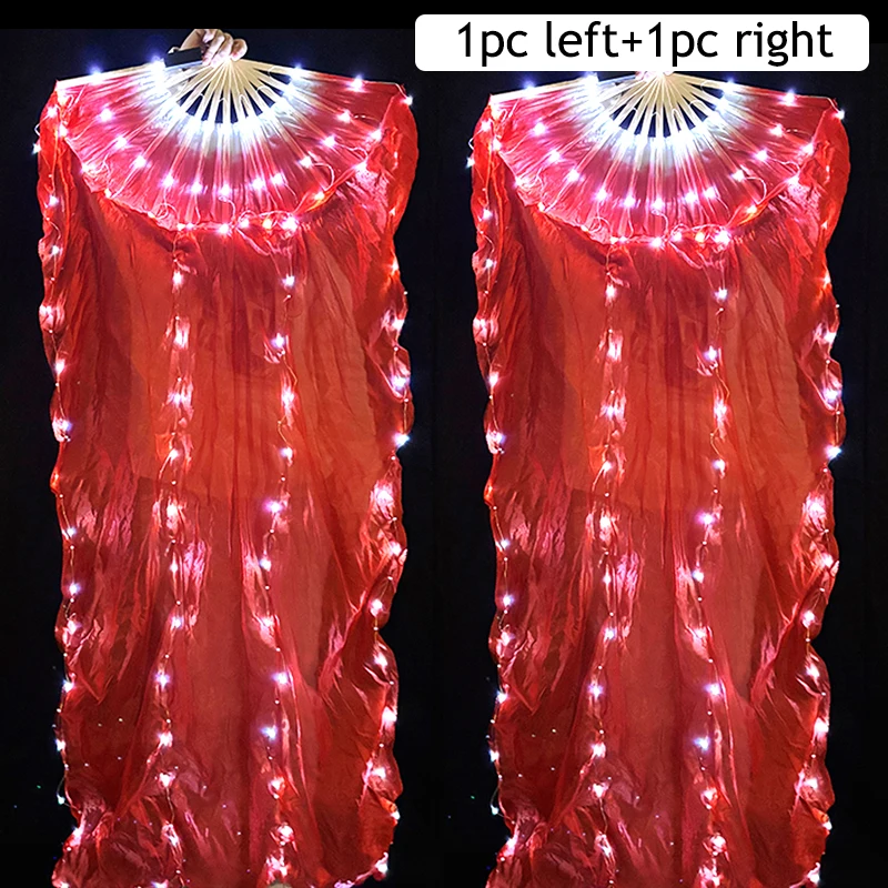 1 paar Links en Rechts 150 cm Lengte Buikdansen LED Fan Gradiëntkleur Zijde Fans Dans Accessoires Stage performance Props