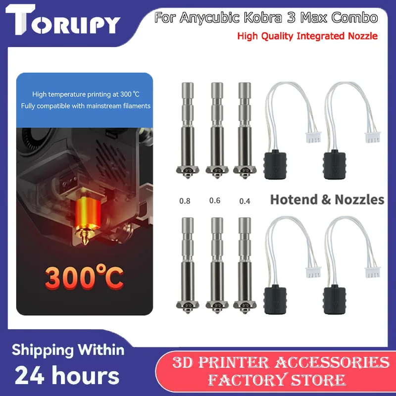

Original Hotend Nozzles For Anycubic Kobra 3 Max Combo Kit All-in-one Nozzle Hardened Steel High Flowing 3D Printer Accessories