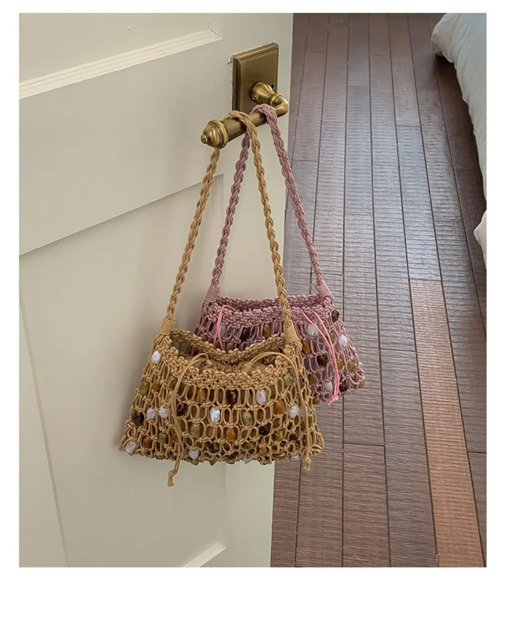 Neue Hohle Gewebte Perlen-Schultertasche Böhmische Sommer-Perlen-Gewebte Tasche Große Kapazität Bunte Crossbody-Strandtasche Einkaufstasche – Detail 15
