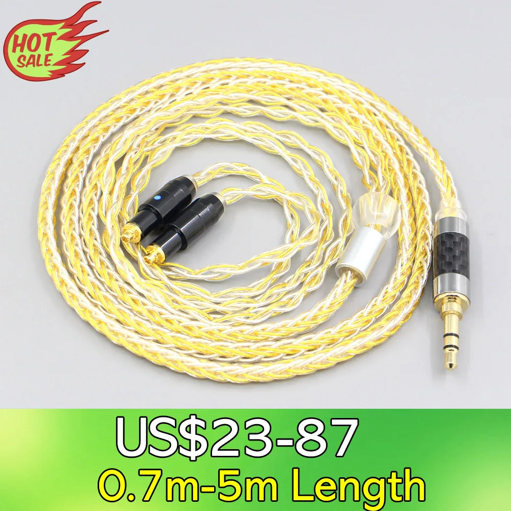 LN007304 8 Core OCC Silver Gold Plated Braided Earphone Cable For Shure SRH1540 SRH1840 SRH1440 Headphone