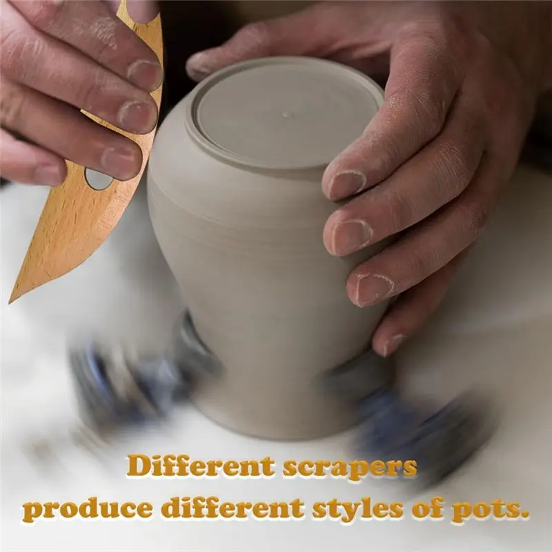 ABKS-7 Pcs Wooden Pottery Trimming Tools Pottery Trimming Tools Multishape Pottery Profile Rib Bundle Foot