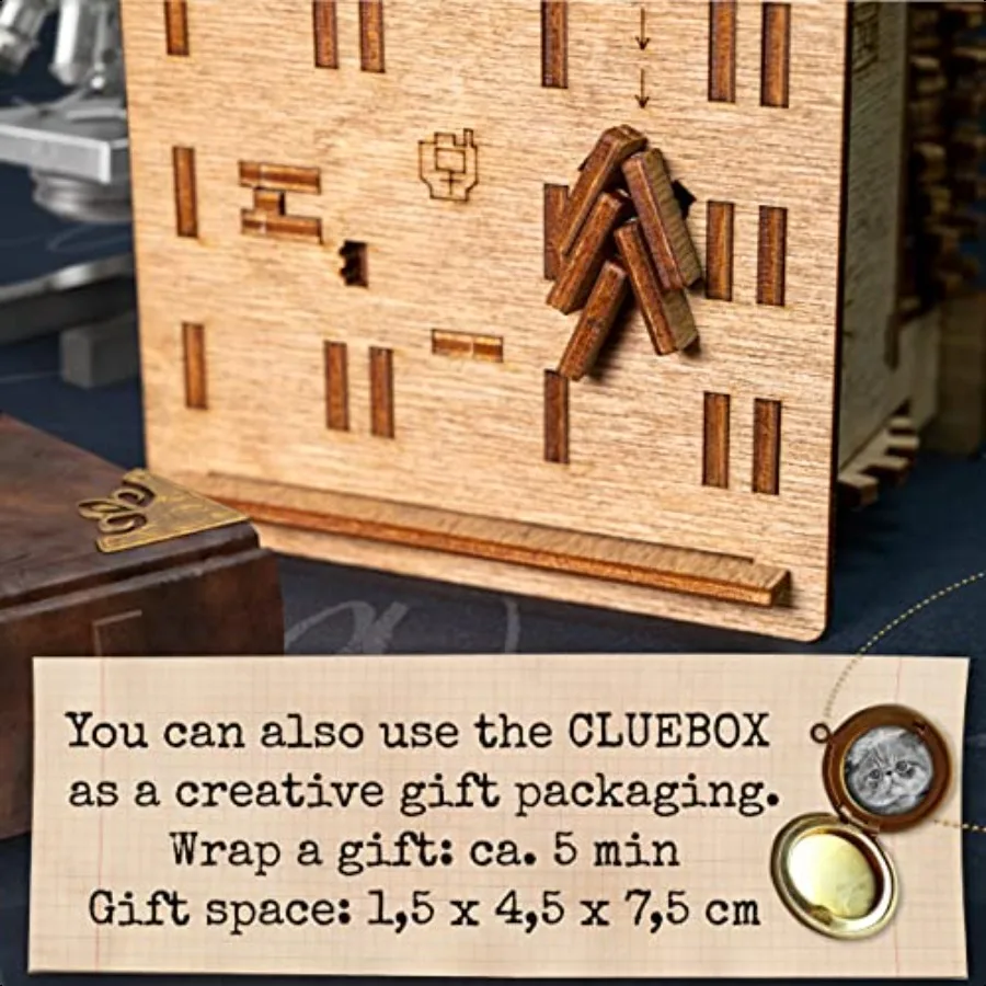 กล่องปริศนา Cluebox แมวของเชโรดิงเกอร์ เกมหนีห้อง ปริศนา 3 มิติ ทำจากไม้ สำหรับผู้ใหญ่ กล่องของขวัญสมบัติ ของเล่นฝึกสมอง ของขวัญวันเกิด