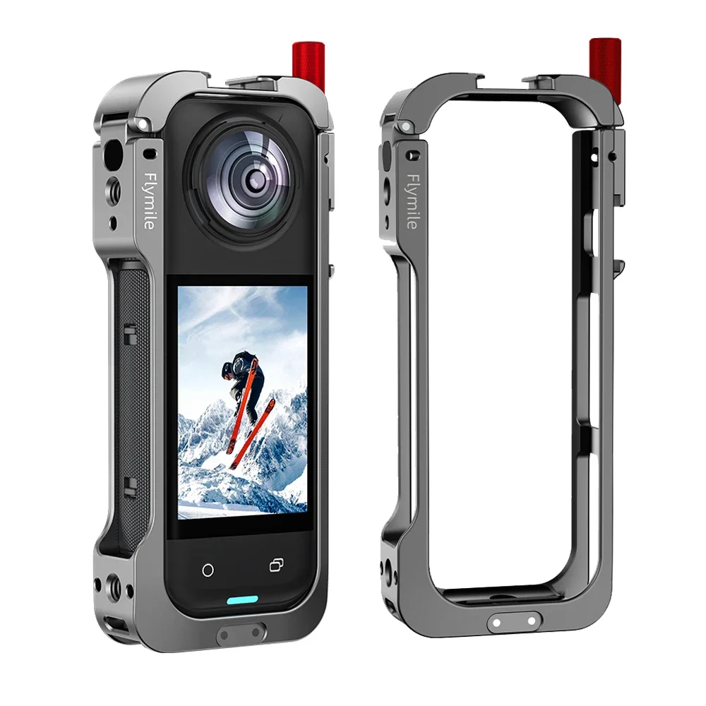 

Aluminum Frame Cage for Insta360 X5, Metal Case Cold Shoe Housing with Silicone Lens Cover for Insta 360 X5 Durable Accessories