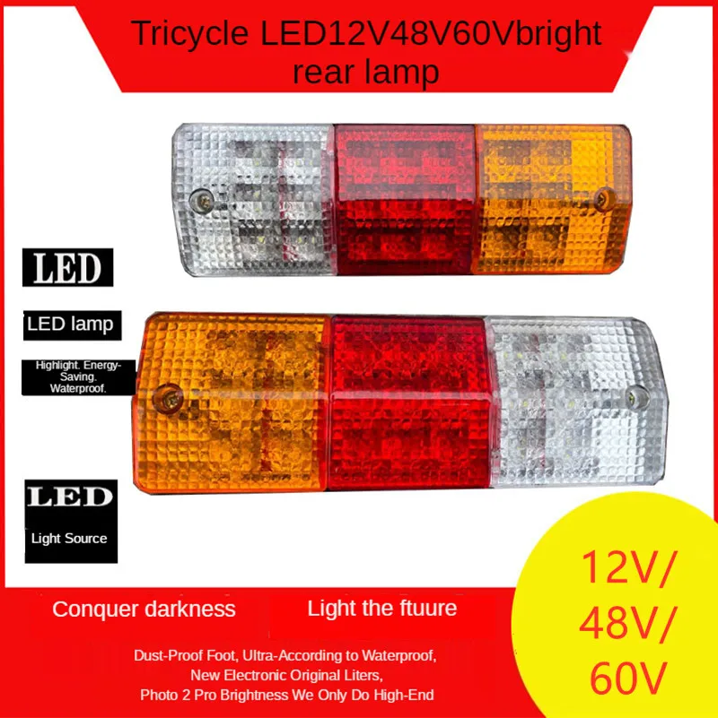 12-60v Led Rear Tail Light Arrow Three Section Tail Light Turn Signal Reverse Lamp Stop Brake Trailer Caravan Truck Lorry Lamp