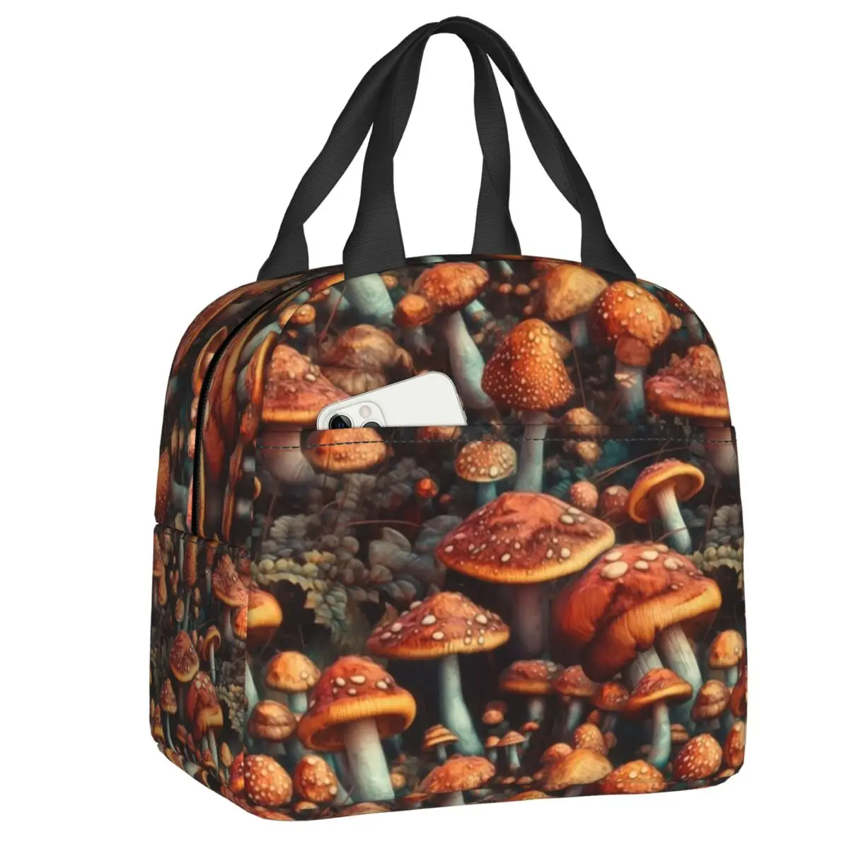 

Custom Wild Mushrooms Print Portable Lunch Boxes Women Leakproof Cooler Thermal Food Insulated Lunch Bag Kids School Children