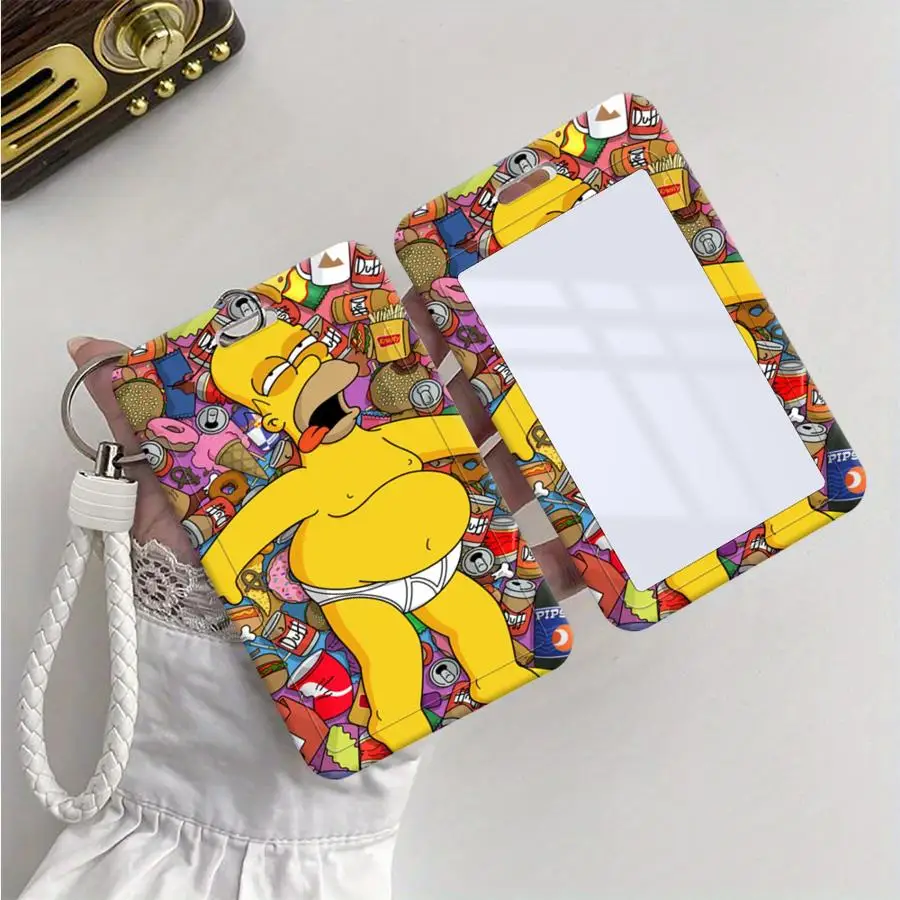 Schutzhülle 1 Stück Kartenhalter Ausziehbare Kreditkartenhalter Kinder-Bus-Kartenhalter mit Schlüsselband Bankausweis H-Homer S-SimpsonsS