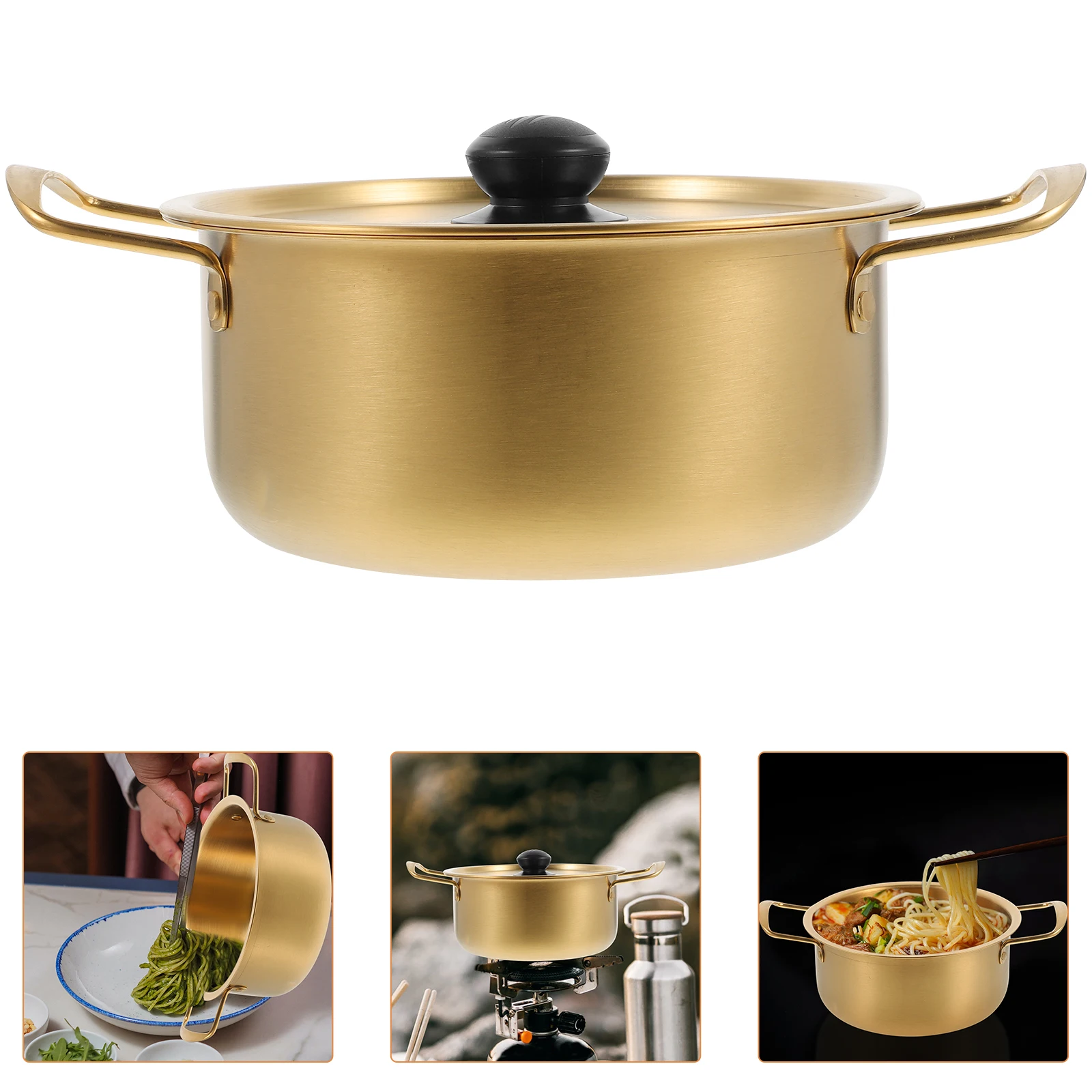 

Stainless Steel Noodle Pot Ramen Portable Cooking Pots Korean Soup Kitchen Stove Microwave Pasta Cookware Storage
