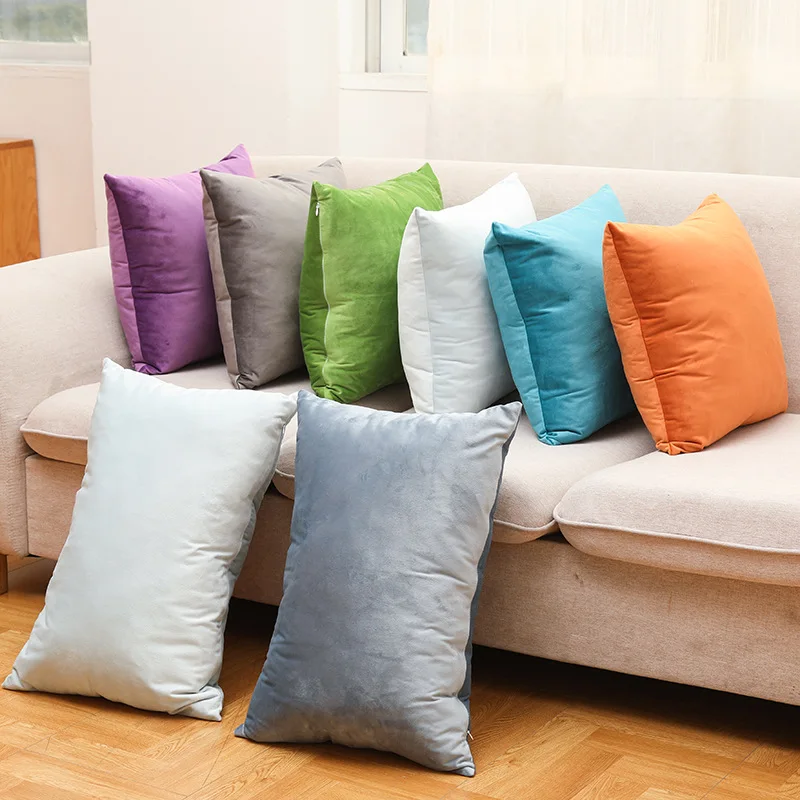 

Simple Velvet Pillowcase Decor For Living Room Square Pillow Case Pure Color Cushion Covers 45*45cm Home/Car/Office/Cafe