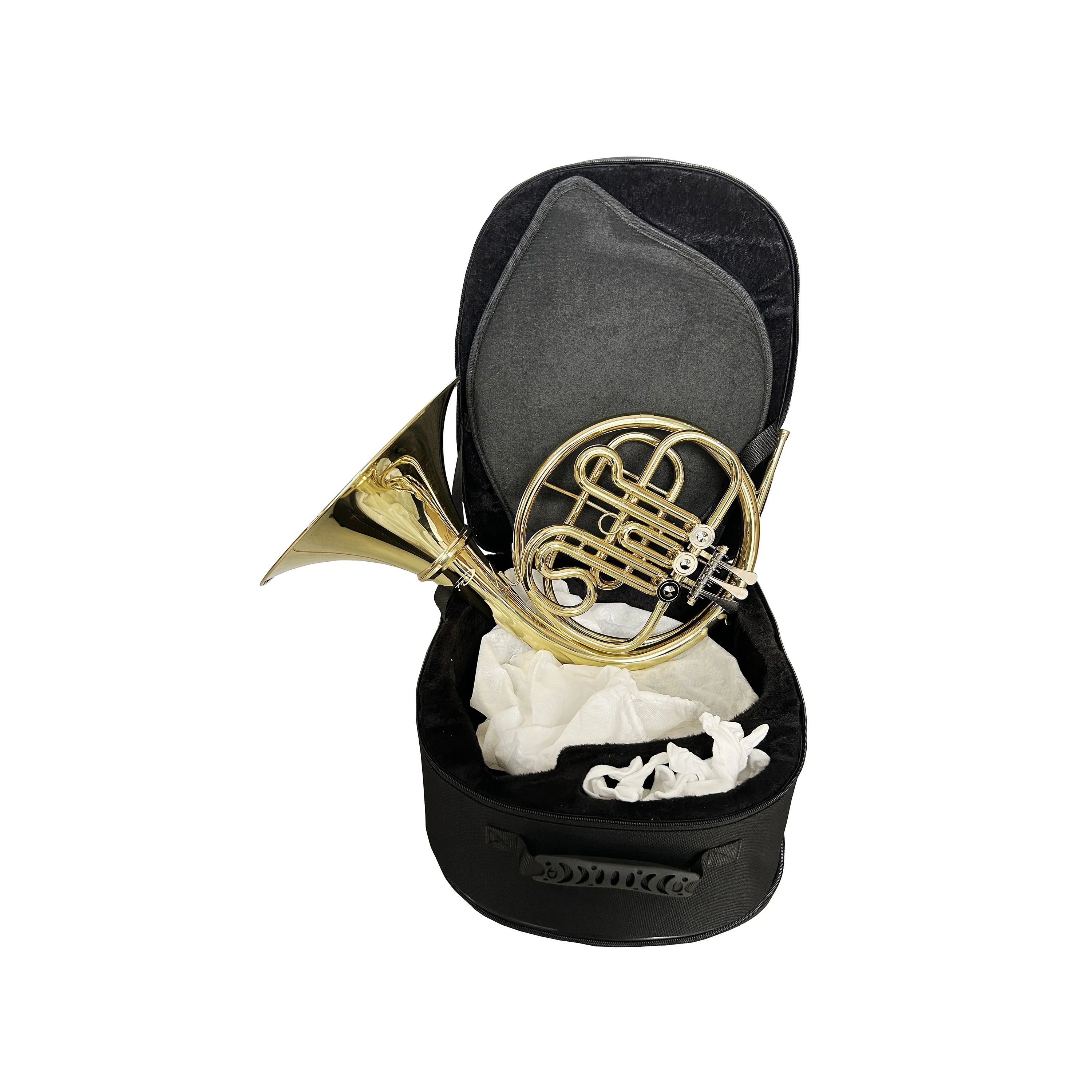 

Professional French Horn Bb 3 Key Gold Lacquer Finish High Quality Brass Rotary Piston Valve Wind Instrument With Case JYFH934