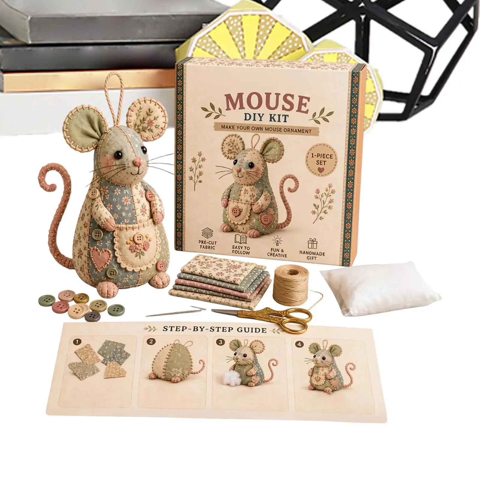 

Embroidery Animal Kit Cute Mouse Handmade Ornament Embroidery Animal Kit For Beginner For Adults Women Men Home Living Room