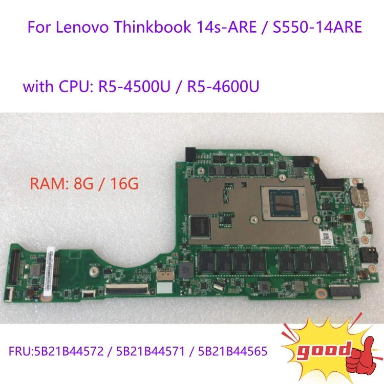 

For Lenovo Thinkbook 14s-ARE / S550-14ARE laptop motherboard, BM5998 REV1, 2 with CPU R5-4500U/ 4600U+RAM 8G / 16G 100% test ok