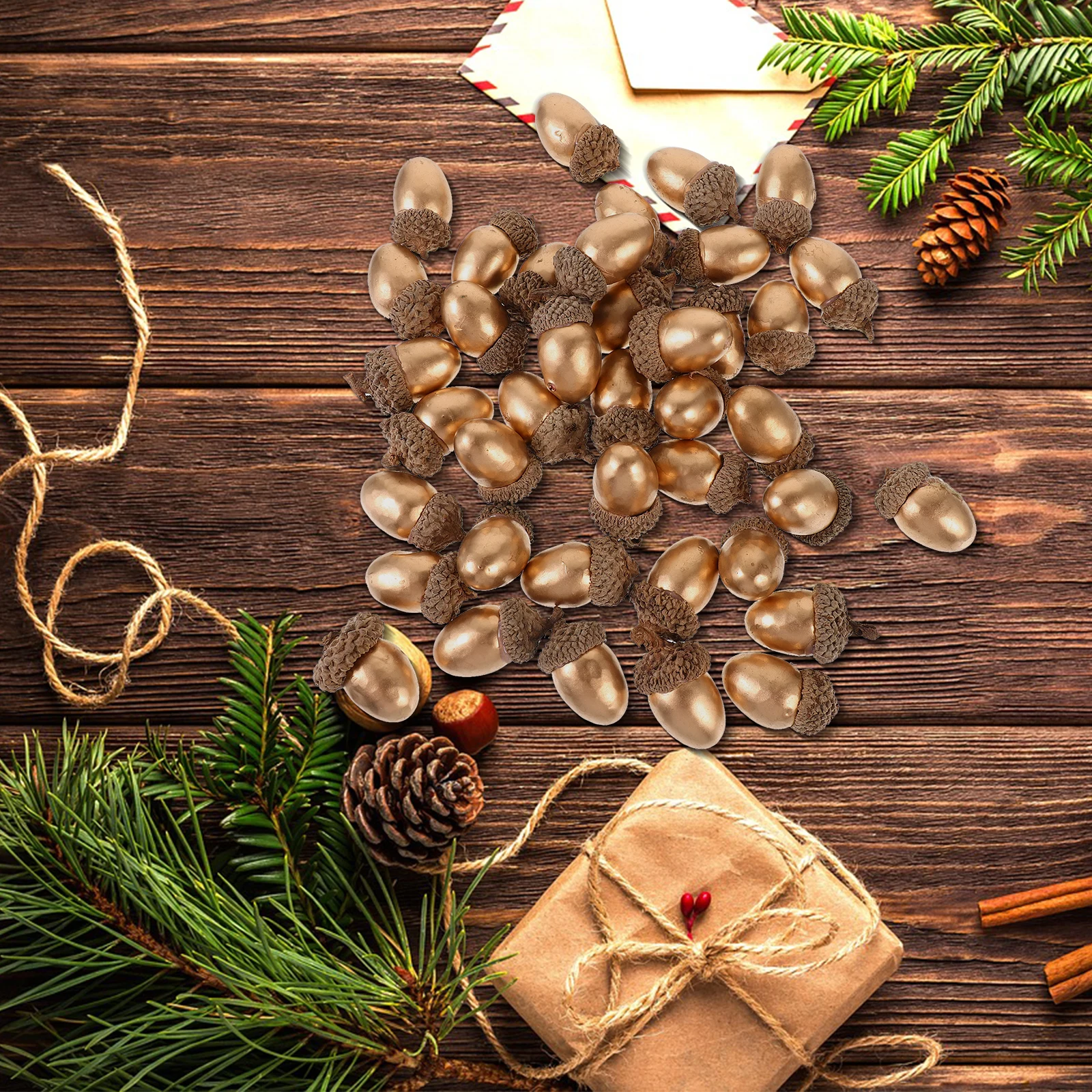 

40pcs Simulation Acorns Fine Material Classic Design Rustic Decor For Christmas Thanksgiving Home Office Wall Door Window