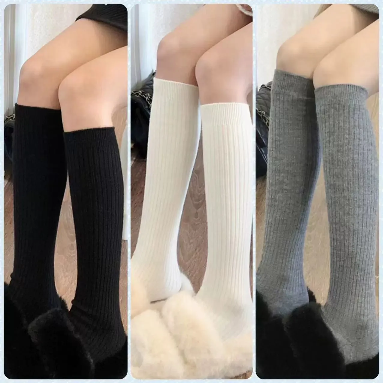1/3 Paar Damen-Sommer-Socken, einfarbig, lange Röhrensocken, modischer College-Stil, schweißabsorbierend, atmungsaktiv, bequem, lässig – Detail 3