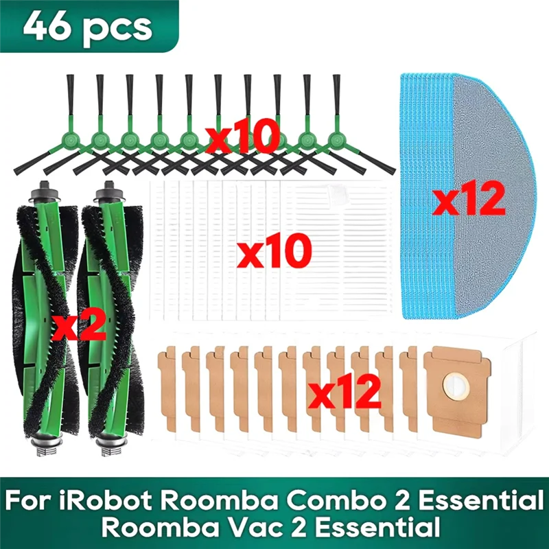

A78E-Fit For Irobot Roomba Combo 2 Essential, Roomba Vac 2 Essential Accessories Main Side Brush HEPA Filter Mop Spare Parts