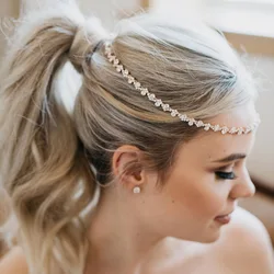 Fashion Sliver Crystal Bridal Hairband Handmade Pearl Wedding Headband For Party Jeweley Hair Accessories