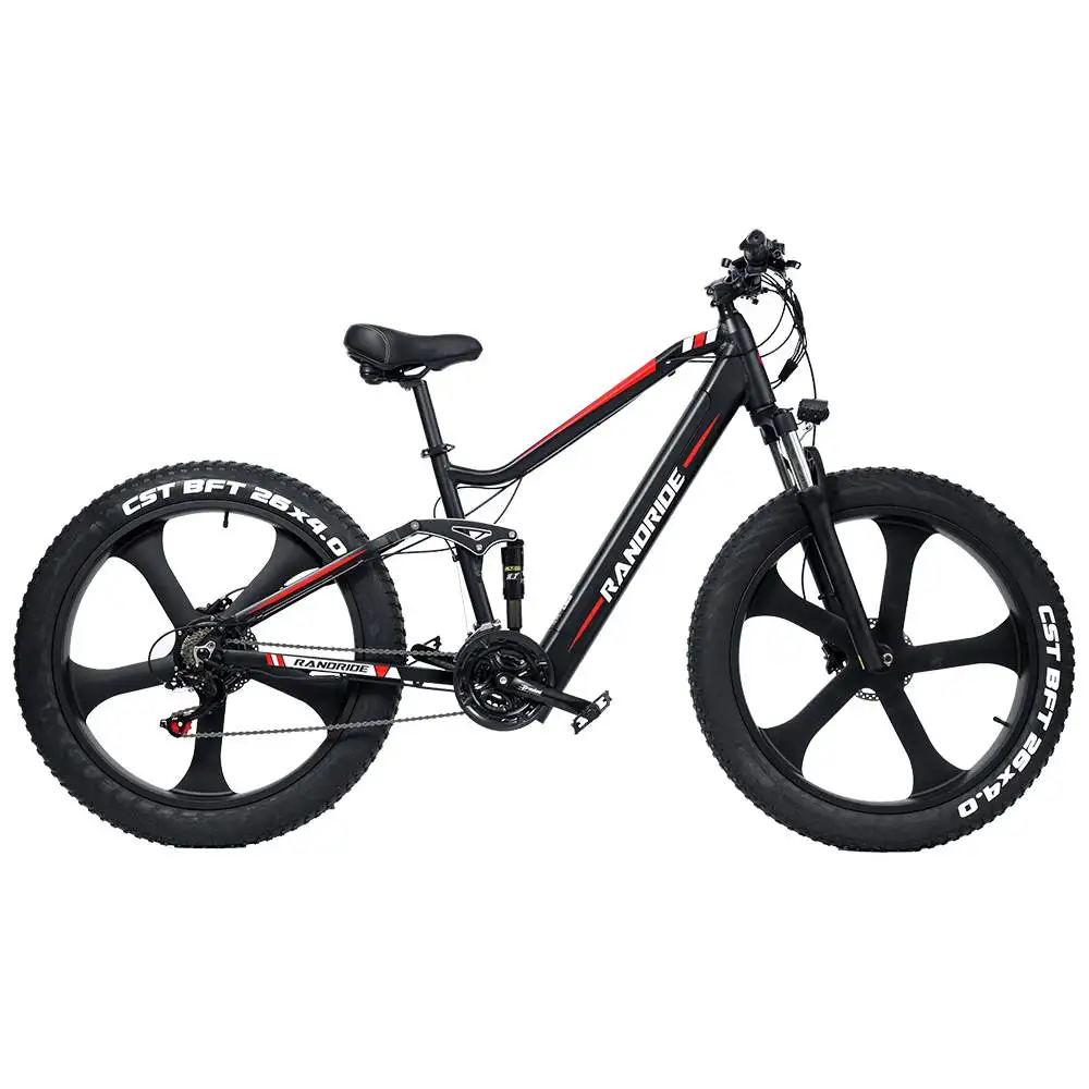 RANDRIDE YX90M Electric Bike, 26'' Fat Tire, 1000W Motor, 48V13.6Ah Battery, 45km/h Max Speed, 100km Range, Hydraulic Brake, LCD