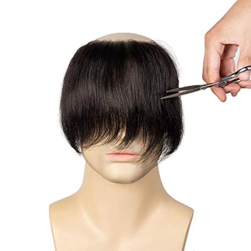 Men Hairline Toupee Natural Hairpiece For Man Pu Front Toupee Wigs Remy Hair With Thin Skin Base Hairline Toupee 100% Human Hair