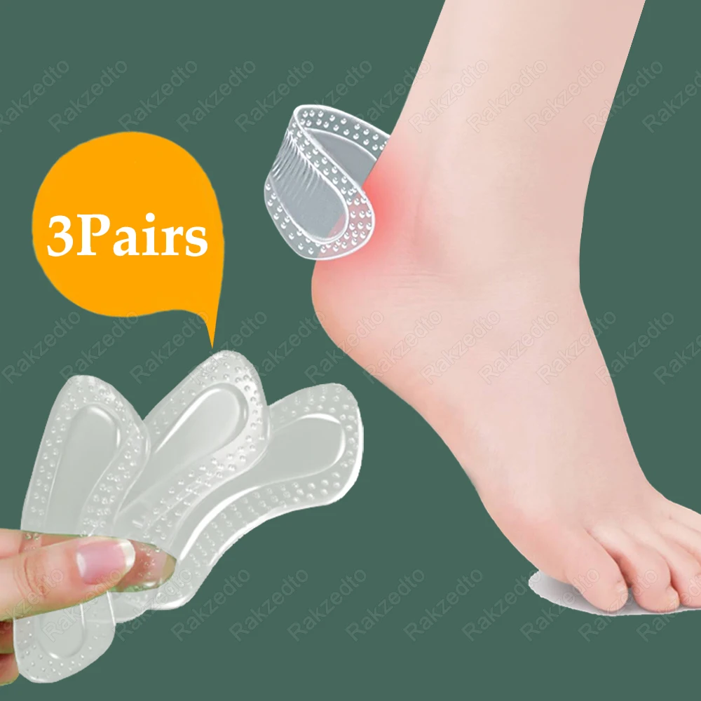 

3Pairs GEL Heel Protectors for Shoes too Big Reduce Size High Heels Grips Silicone Heel Stickers Non-Slip Anti-Wear Foot Pads