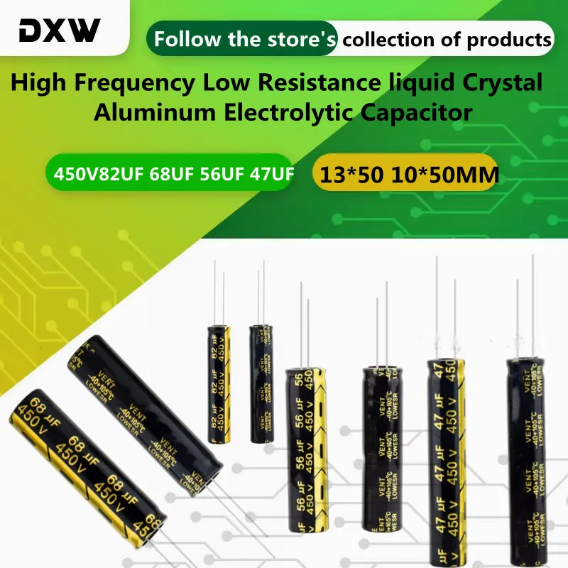 5PCS/Lot 82UF 68UF 56UF 47UF Aluminum Electrolytic Capacitor 450V High Frequency Low Resistance Long Life Liquid Crystal