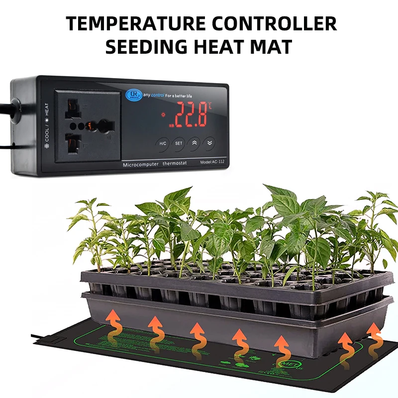 16-40 ° cyfrowy kontroler termostatyczny roślin mata grzewcza do nasion rozpoczynających szklarnię kiełkowanie kiełkowanie Grow Pad 110/220V