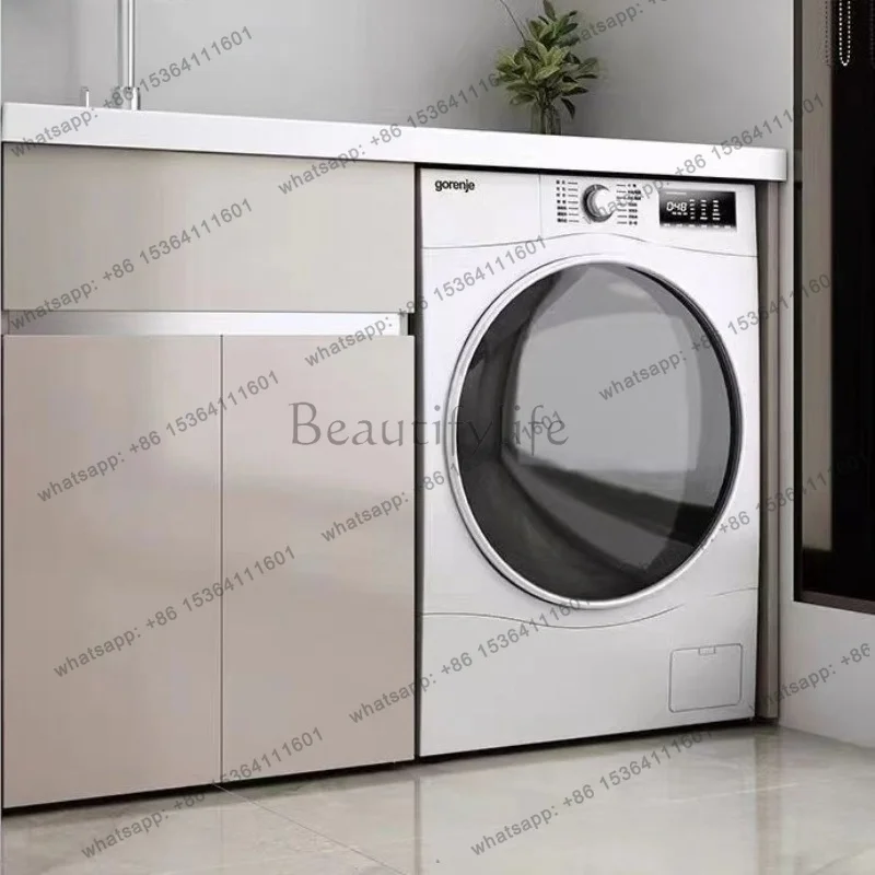 Steel Balcony Washing Machine Cabinet Modern Washboard Washing Machine Cabinet Storage Bathroom Furniture