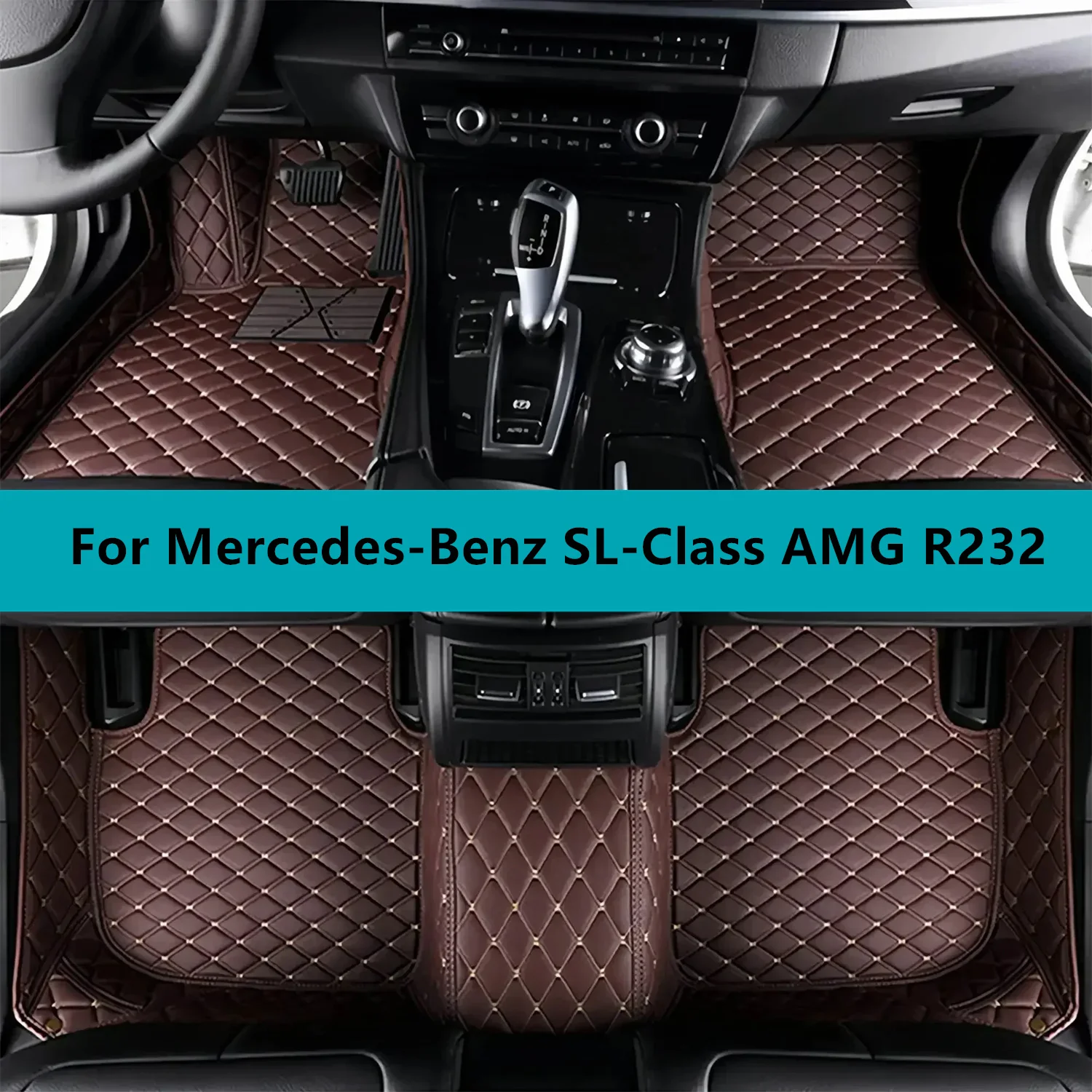 

Кожаные автомобильные коврики для Mercedes-Benz SL-Class AMG R232 2022 2023 2024 2025 2026, всепогодные водонепроницаемые автомобильные коврики