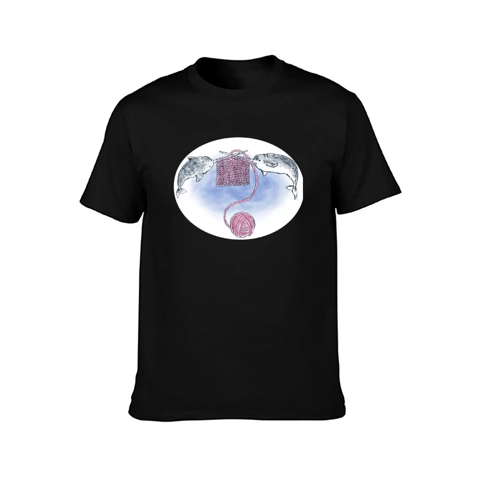Narwhal Knitting T-Shirt Simple Solid Color Crew Neck Tee T-Shirt