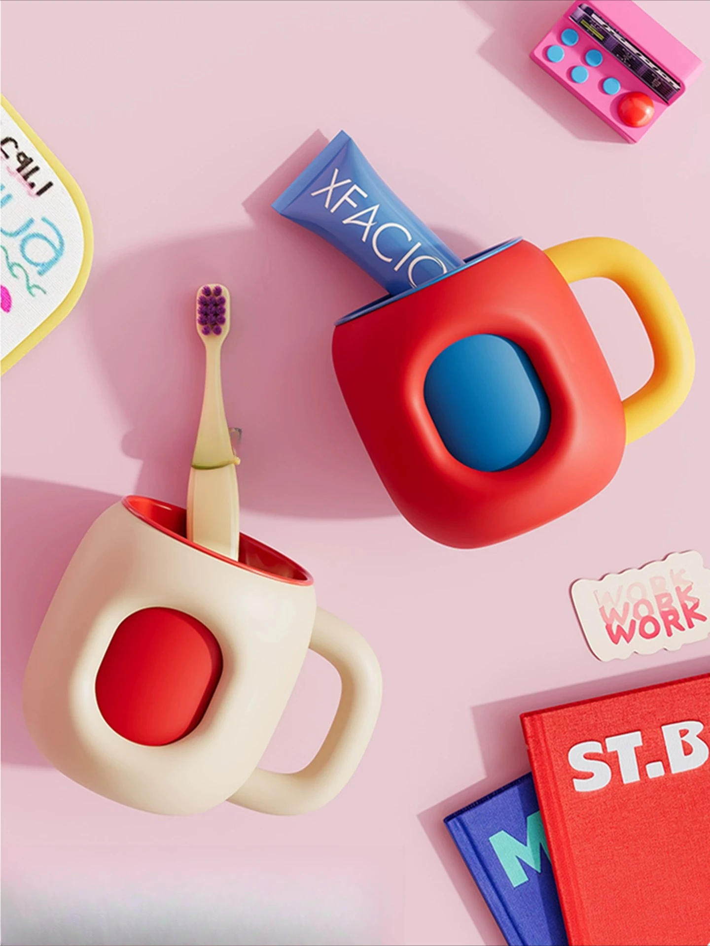 New Mouthwash Cup for Home Use, Baby and Children's Brushing Cup, Color Blocking Dental Cup Anti Mold and Antibacterial Cup