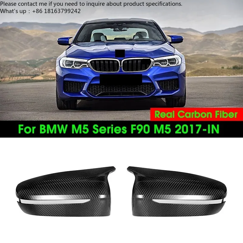 

Real Dry Carbon Fiber Car Door Side Rearview Mirror Caps for BMW M5 Series F90 2017-IN OEM Style Mirror Cover Cap 1 Pair Glossy