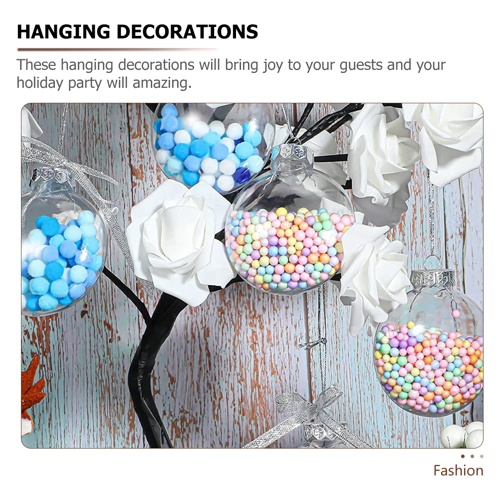 

20pcs DIY Hanging Flat Balls Clear Plastic Christmas Ornaments Fillable Decorations for Tree Party Crafts Gifts