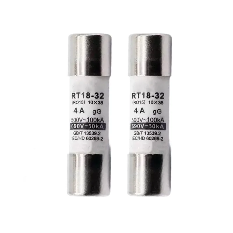 AB11-GG Cylindrical Fuse 5Pcs 4A For Industrial Applications 10X38mm With 100Ka Breaking Capacity