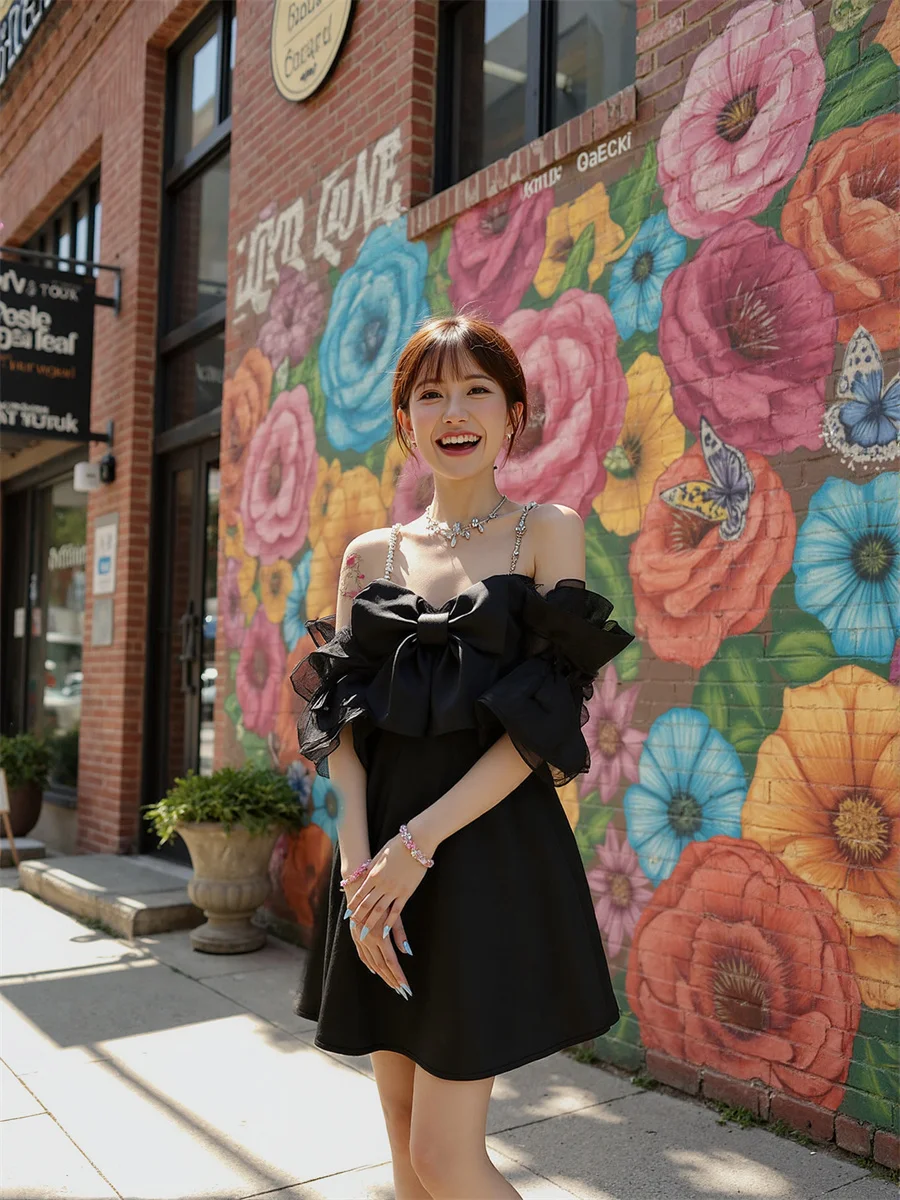 فساتين نسائية ليلة 2025 امرأة على شكل حرف a بأكمام منتفخة ورقبة على شكل حرف v أسود أحمر أزرق أخضر أصفر برتقالي أرجواني وردي بني عنابي رمادي #5