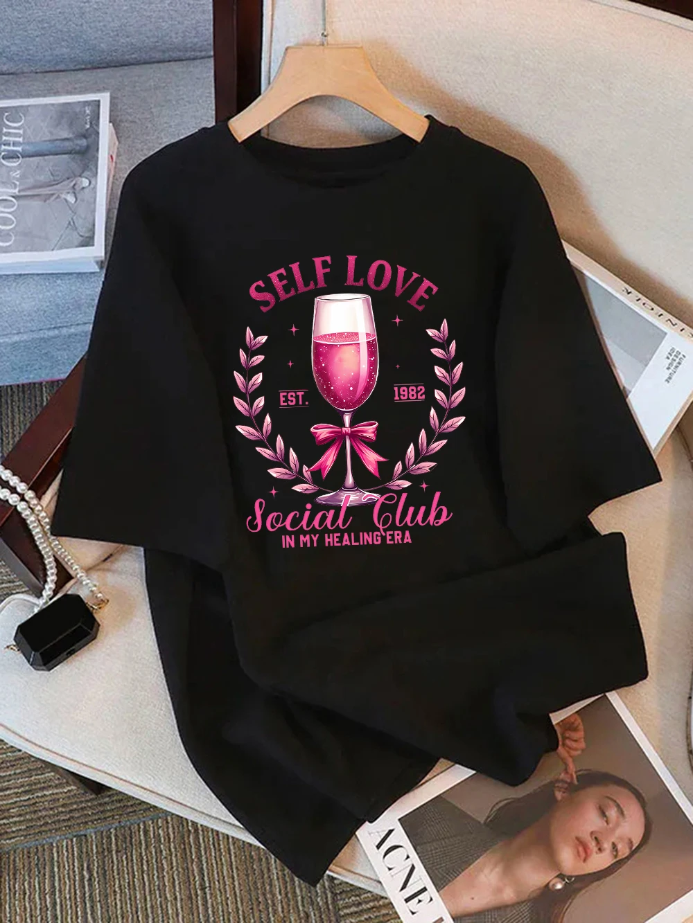 

100% Cotton Womens T-Shirts Summer Self Love Social Club Prints Short Sleeve Tees Soft Loose O-Neck Tops Street Womans Clothes