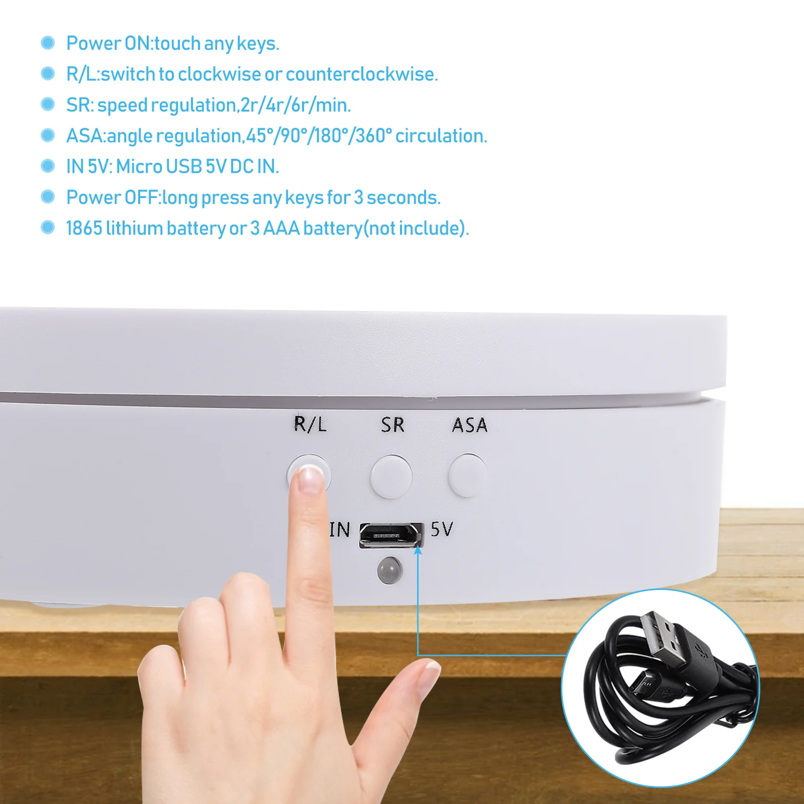 

1Pcs Electric Rotating Display Stand 360 Degree Automatic Turntable Jewelry Holder Small Powerful Load 3kg for Video Product