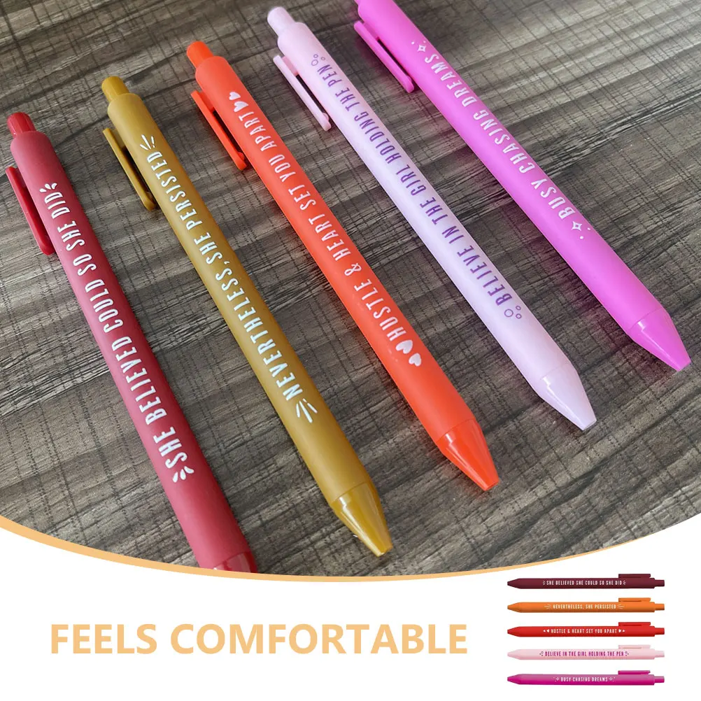 5pcs Vibrant Colors Empowerment Gel Pens Motivational Writing Smooth Tip Plastic Retractable Ballpoint Pens For Use