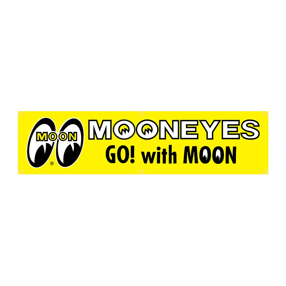 60x240cm Go With Moon Eyes Car Banner Tapestry Polyester Printed Flag Garage or Outdoor For Decoration